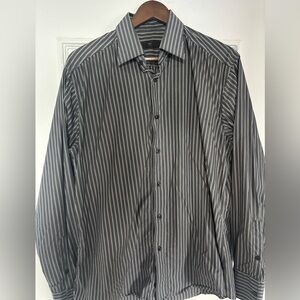 Z Zegna Black and White Dress Shirt Classic Formal Stripes